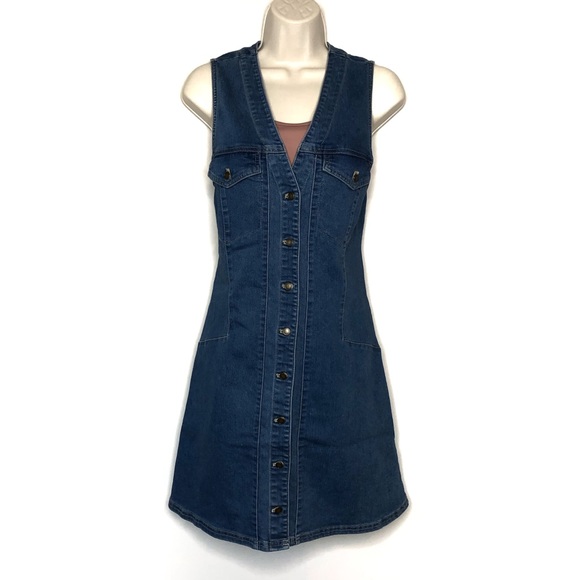 Free People Wandering Star Denim Mini Dress 12 - Picture 3 of 13